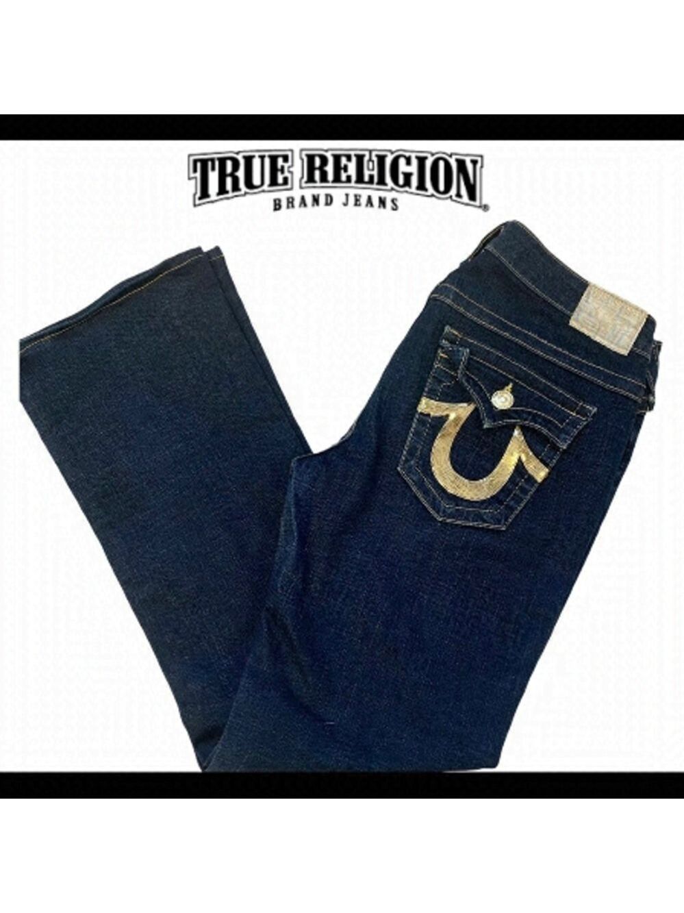 True religion boot cut jeans gold sequin pocket